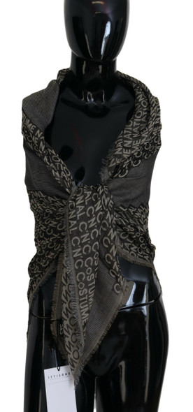 Gray Logo Knit Neck Wrap Shawl Scarf Gray Logo Knit Neck Wrap Shawl Scarf