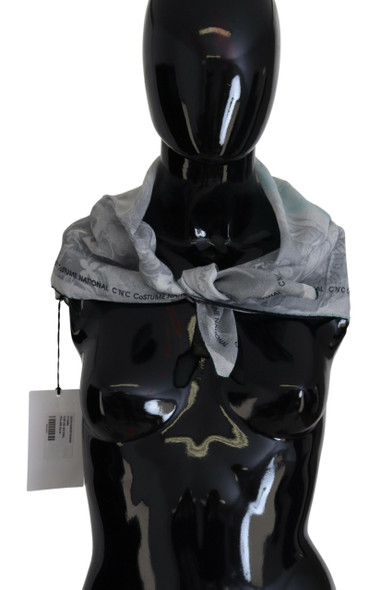 Costume National Gray Print Shawl Foulard Branded Scarf Costume National Gray Print Shawl Foulard Branded Scarf