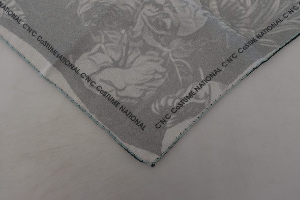 Costume National Gray Print Shawl Foulard Branded Scarf Costume National Gray Print Shawl Foulard Branded Scarf