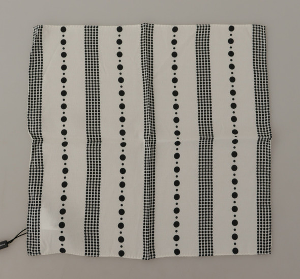 White Dotted Stripes Square Handkerchief Viscose Scarf White Dotted Stripes Square Handkerchief Viscose Scarf