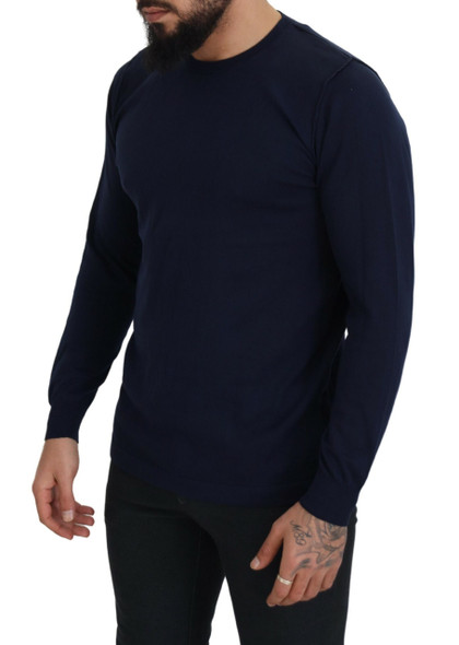Paolo Pecora Milano Blue Cotton Crewneck Pullover Sweater Paolo Pecora Milano Blue Cotton Crewneck Pullover Sweater