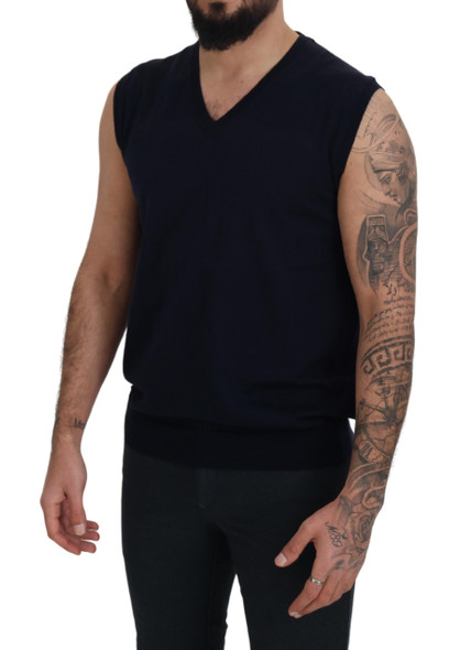 Paolo Pecora Milano Black Cotton V-neck Sleeveless Tank T-shirt Paolo Pecora Milano Black Cotton V-neck Sleeveless Tank T-shirt