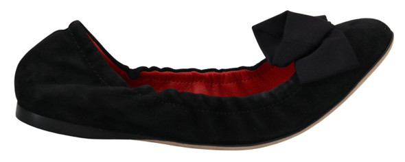 Dolce & Gabbana Black Suede Flat Slip On Ballet Shoes Dolce & Gabbana Black Suede Flat Slip On Ballet Shoes