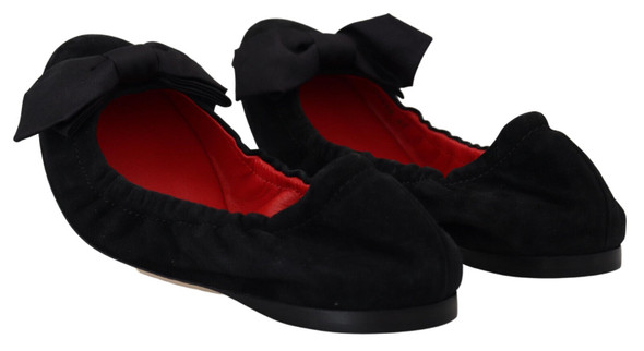Dolce & Gabbana Black Suede Flat Slip On Ballet Shoes Dolce & Gabbana Black Suede Flat Slip On Ballet Shoes