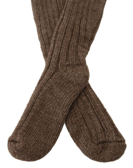 Brown Wool Knit Calf Long Women Socks Brown Wool Knit Calf Long Women Socks