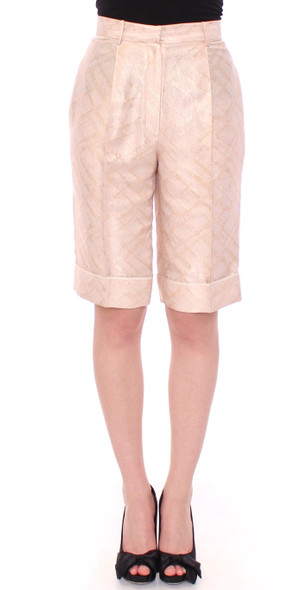 Beige Brocade Above Knee Shorts Beige Brocade Above Knee Shorts