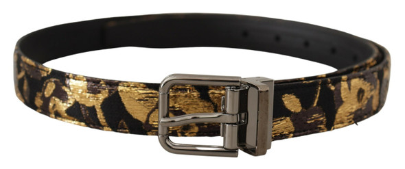 Multicolor Jacquard Leather Logo Metal Buckle Belt Multicolor Jacquard Leather Logo Metal Buckle Belt