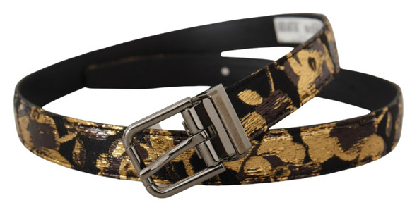Multicolor Jacquard Leather Logo Metal Buckle Belt Multicolor Jacquard Leather Logo Metal Buckle Belt