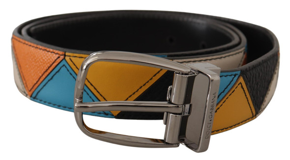 Dolce & Gabbana Multicolor Leather Silver Tone Logo Buckle Belt Dolce & Gabbana Multicolor Leather Silver Tone Logo Buckle Belt