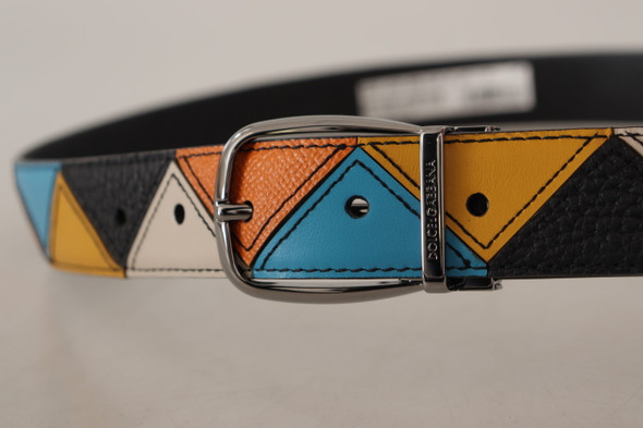 Dolce & Gabbana Multicolor Leather Silver Tone Logo Buckle Belt Dolce & Gabbana Multicolor Leather Silver Tone Logo Buckle Belt