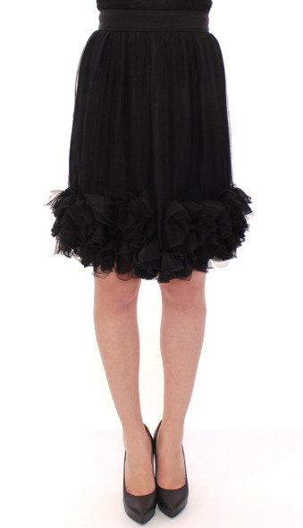 Dolce & Gabbana Black Silk Transparent Above Knees Skirt Dolce & Gabbana Black Silk Transparent Above Knees Skirt