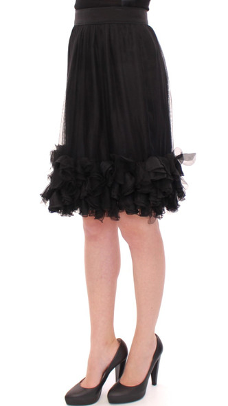 Black Silk Transparent Above Knees Skirt Black Silk Transparent Above Knees Skirt