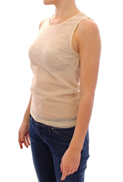 Dolce & Gabbana Beige Sleeveless Cotton Top Tank Blouse Dolce & Gabbana Beige Sleeveless Cotton Top Tank Blouse