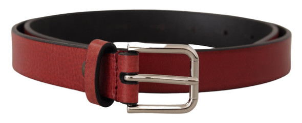 Maroon Vitello Leather Silver Metal Belt Maroon Vitello Leather Silver Metal Belt