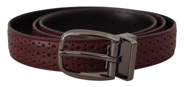 Brown Perforated Leather Metal Buckle Belt Brown Perforated Leather Metal Buckle Belt