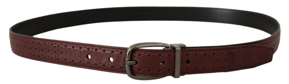 Brown Perforated Leather Metal Buckle Belt Brown Perforated Leather Metal Buckle Belt