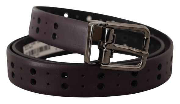 Burgundy Leather Perforated Metal Buckle Belt Burgundy Leather Perforated Metal Buckle Belt
