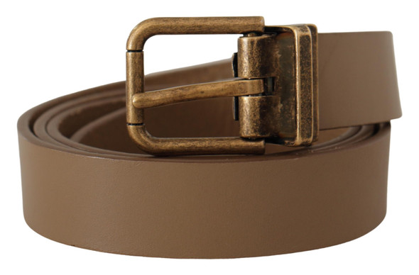 Dolce & Gabbana Brown Solid Leather Brass Buckle Classic Belt Dolce & Gabbana Brown Solid Leather Brass Buckle Classic Belt