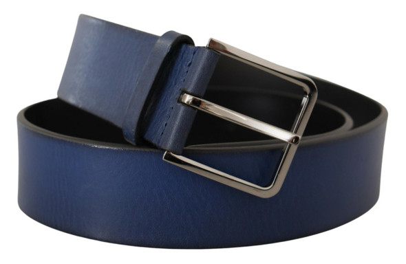 Dolce & Gabbana Blue Calf Leather Silver Metal Buckle Classic Belt Dolce & Gabbana Blue Calf Leather Silver Metal Buckle Classic Belt