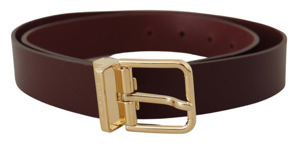 Maroon Vitello Leather Gold Metal Buckle Belt Maroon Vitello Leather Gold Metal Buckle Belt
