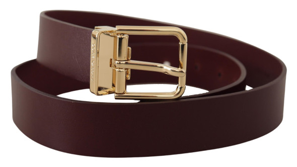 Dolce & Gabbana Maroon Vitello Leather Gold Metal Buckle Belt Dolce & Gabbana Maroon Vitello Leather Gold Metal Buckle Belt