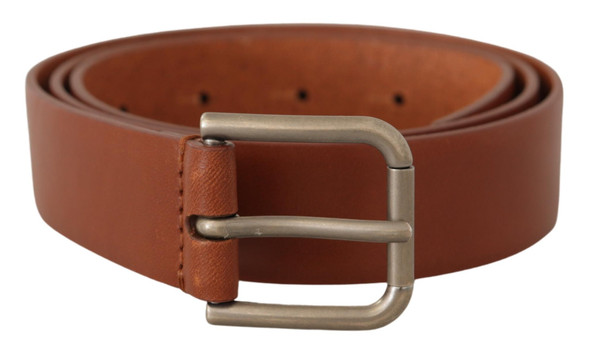 Brown Calf Leather Silver Tone Metal Buckle Belt Brown Calf Leather Silver Tone Metal Buckle Belt