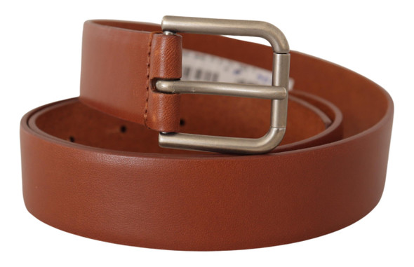 Brown Calf Leather Silver Tone Metal Buckle Belt Brown Calf Leather Silver Tone Metal Buckle Belt
