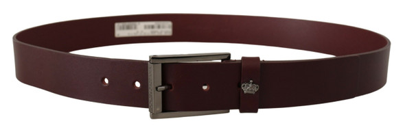 Dolce & Gabbana Brown Leather Silver Metal Crown Buckle Belt Dolce & Gabbana Brown Leather Silver Metal Crown Buckle Belt
