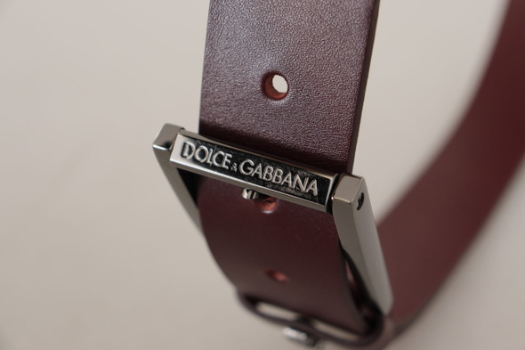 Dolce & Gabbana Brown Leather Silver Metal Crown Buckle Belt Dolce & Gabbana Brown Leather Silver Metal Crown Buckle Belt