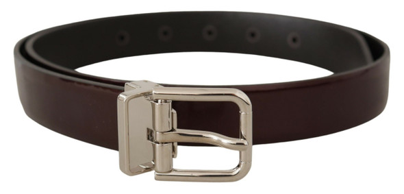 Dolce & Gabbana Brown Patent Leather Silver Metal Buckle Belt Dolce & Gabbana Brown Patent Leather Silver Metal Buckle Belt