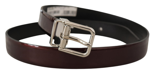 Dolce & Gabbana Brown Patent Leather Silver Metal Buckle Belt Dolce & Gabbana Brown Patent Leather Silver Metal Buckle Belt