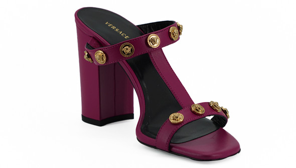 Elegant Purple Calf Leather High Sandals Elegant Purple Calf Leather High Sandals