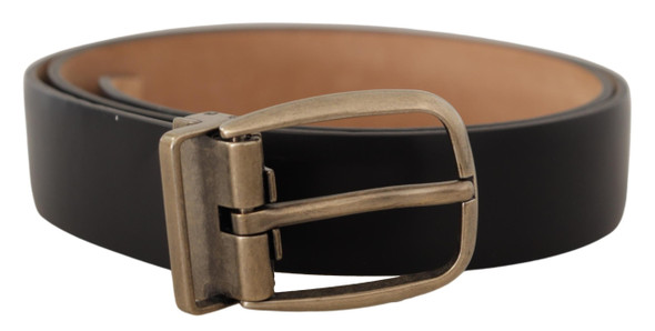 Dolce & Gabbana Black Brown Backend Leather Vintage Metal Buckle Belt Dolce & Gabbana Black Brown Backend Leather Vintage Metal Buckle Belt