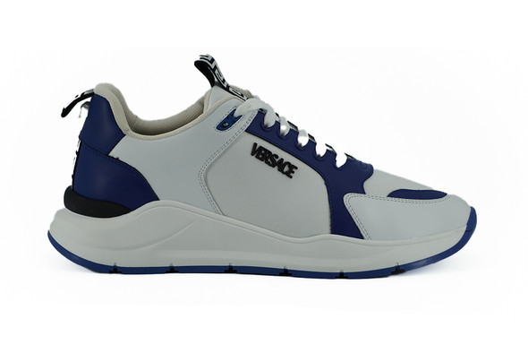 Versace Elegant Blue and White Leather Sneakers Versace Elegant Blue and White Leather Sneakers
