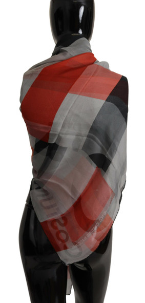 Gray Red Shawl Foulard Wrap Scarf Gray Red Shawl Foulard Wrap Scarf