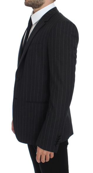 Gray Striped Slim Fit Wool Blazer Gray Striped Slim Fit Wool Blazer