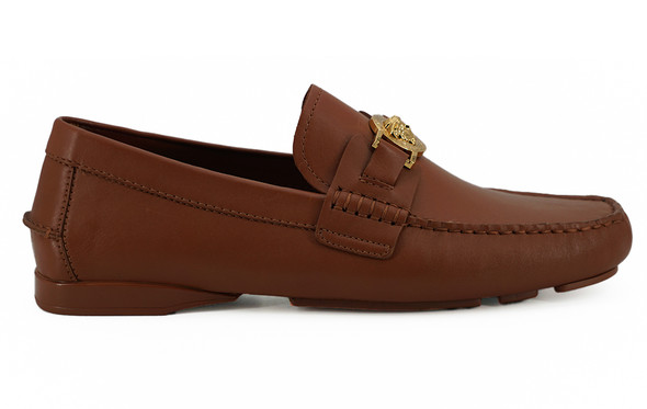 Elegant Medusa-Embossed Leather Loafers Elegant Medusa-Embossed Leather Loafers
