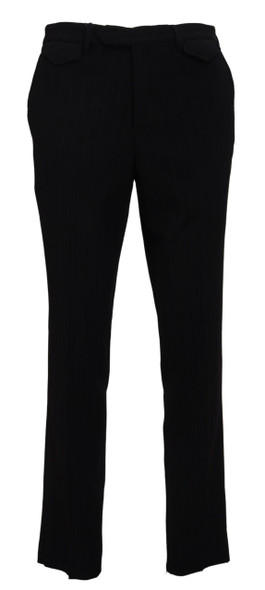 BENCIVENGA Black Cotton Straight Fit Men Formal Pants BENCIVENGA Black Cotton Straight Fit Men Formal Pants