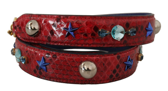 Red Exotic Leather Crystals Shoulder Strap Red Exotic Leather Crystals Shoulder Strap