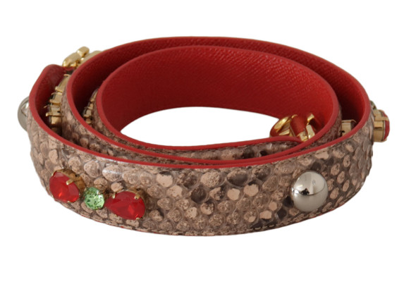 Dolce & Gabbana Brown Python Leather Crystals Shoulder Strap Dolce & Gabbana Brown Python Leather Crystals Shoulder Strap