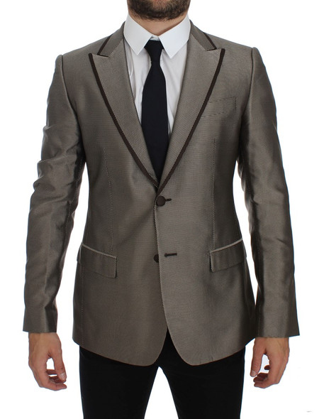 Brown Slim Fit Silk Two Button Blazer Brown Slim Fit Silk Two Button Blazer
