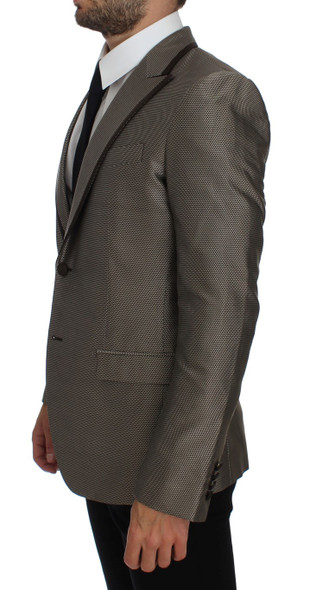 Dolce & Gabbana Brown Slim Fit Silk Two Button Blazer Dolce & Gabbana Brown Slim Fit Silk Two Button Blazer