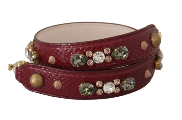 Dolce & Gabbana Bordeaux Leather Crystals Bag Shoulder Strap Dolce & Gabbana Bordeaux Leather Crystals Bag Shoulder Strap