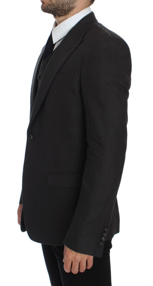 Dolce & Gabbana Gray Slim Fit Linen Blazer Jacket Dolce & Gabbana Gray Slim Fit Linen Blazer Jacket