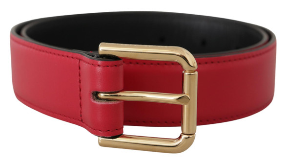 Red Calf Leather Gold Tone Logo Metal Buckle Belt Red Calf Leather Gold Tone Logo Metal Buckle Belt