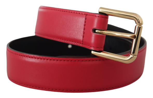 Red Calf Leather Gold Tone Logo Metal Buckle Belt Red Calf Leather Gold Tone Logo Metal Buckle Belt
