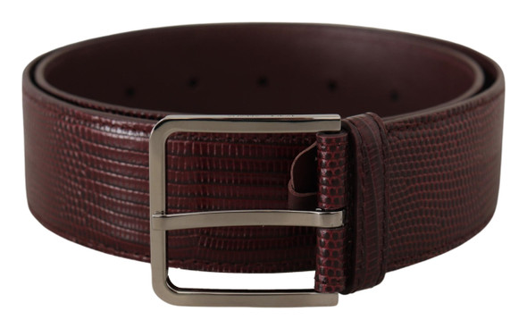 Maroon Calf Leather Wide Logo Engraved Buckle Belt Maroon Calf Leather Wide Logo Engraved Buckle Belt