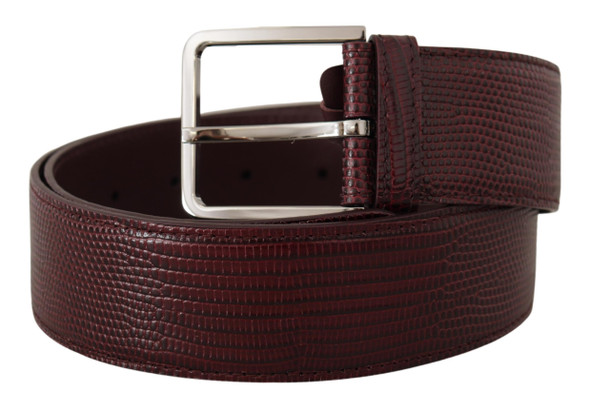 Maroon Calf Leather Wide Logo Engraved Buckle Belt Maroon Calf Leather Wide Logo Engraved Buckle Belt