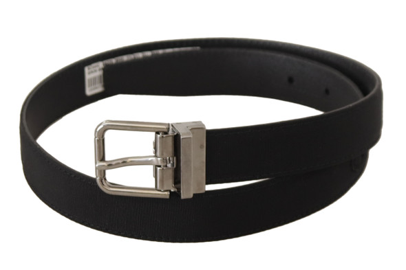 Dolce & Gabbana Black Canvas Leather Silver Tone Metal Buckle Belt Dolce & Gabbana Black Canvas Leather Silver Tone Metal Buckle Belt