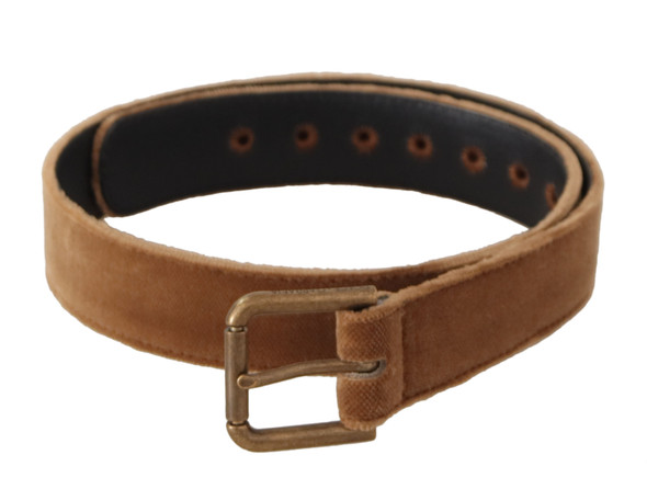 Brown Velvet Bronze Vintage Logo Metal Buckle Belt Brown Velvet Bronze Vintage Logo Metal Buckle Belt